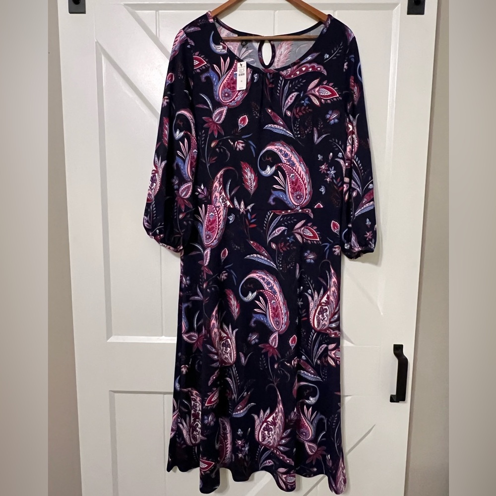 NWT Talbots Knit Jersey Winding Paisley Dress size 16